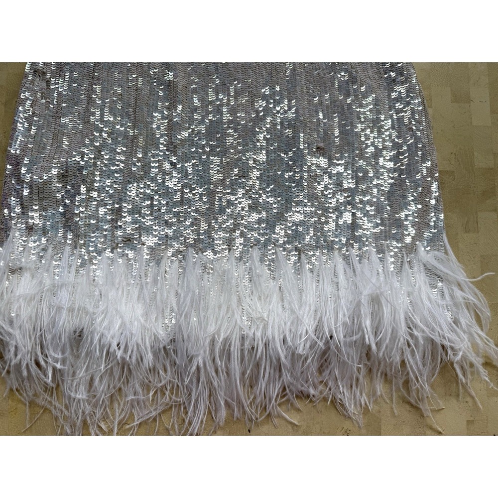 Audrey Adele Danielle Sequin Feather Mini Dress Anthropologie BHLDN Size M - Picture 14 of 16